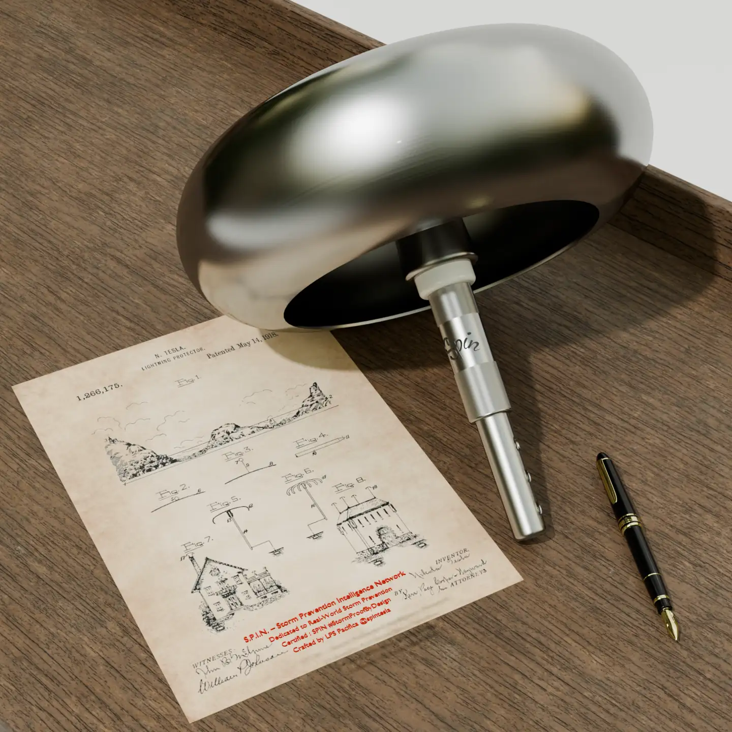 Bản vẽ bằng sáng chế năm 1918 của Tesla — hình học mà SPIN hiện thực hóa, một thế kỷ sau