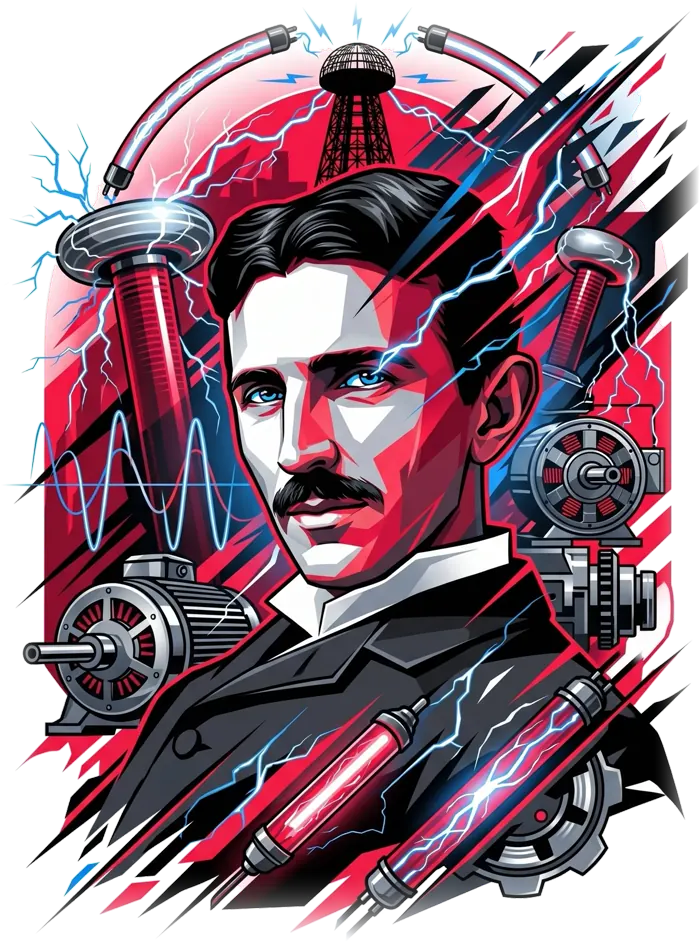 Nikola Tesla (1856–1943), người phát minh hệ thống điện xoay chiều — tác giả của Thiết bị chống sét năm 1918, U.S. Patent No. 1,266,175.